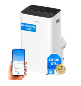 MIDEA - Climatiseur mobile silencieux - 12 000 Btu avec évacuation